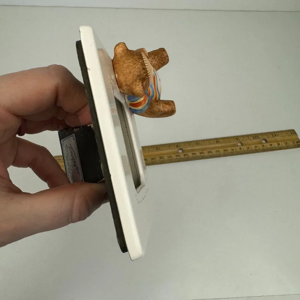 Vtg Terragrafics Kid Bear Teddy Miniature Tabletop Pic Frame Square Minimal READ